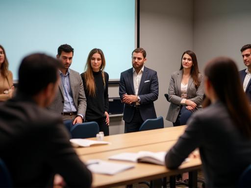 Team members participating in a professional development training session at Studio Brillante